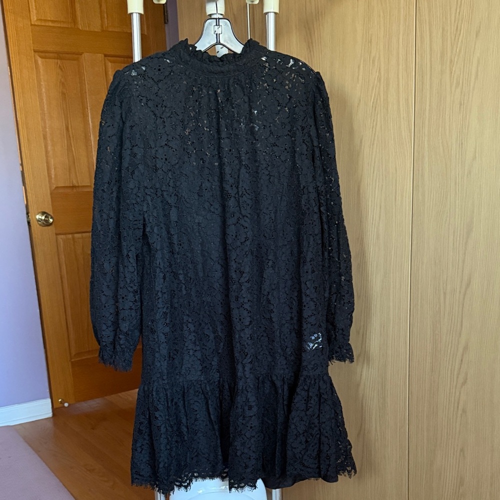 J. Crew Black Lace Long Sleeve Dress